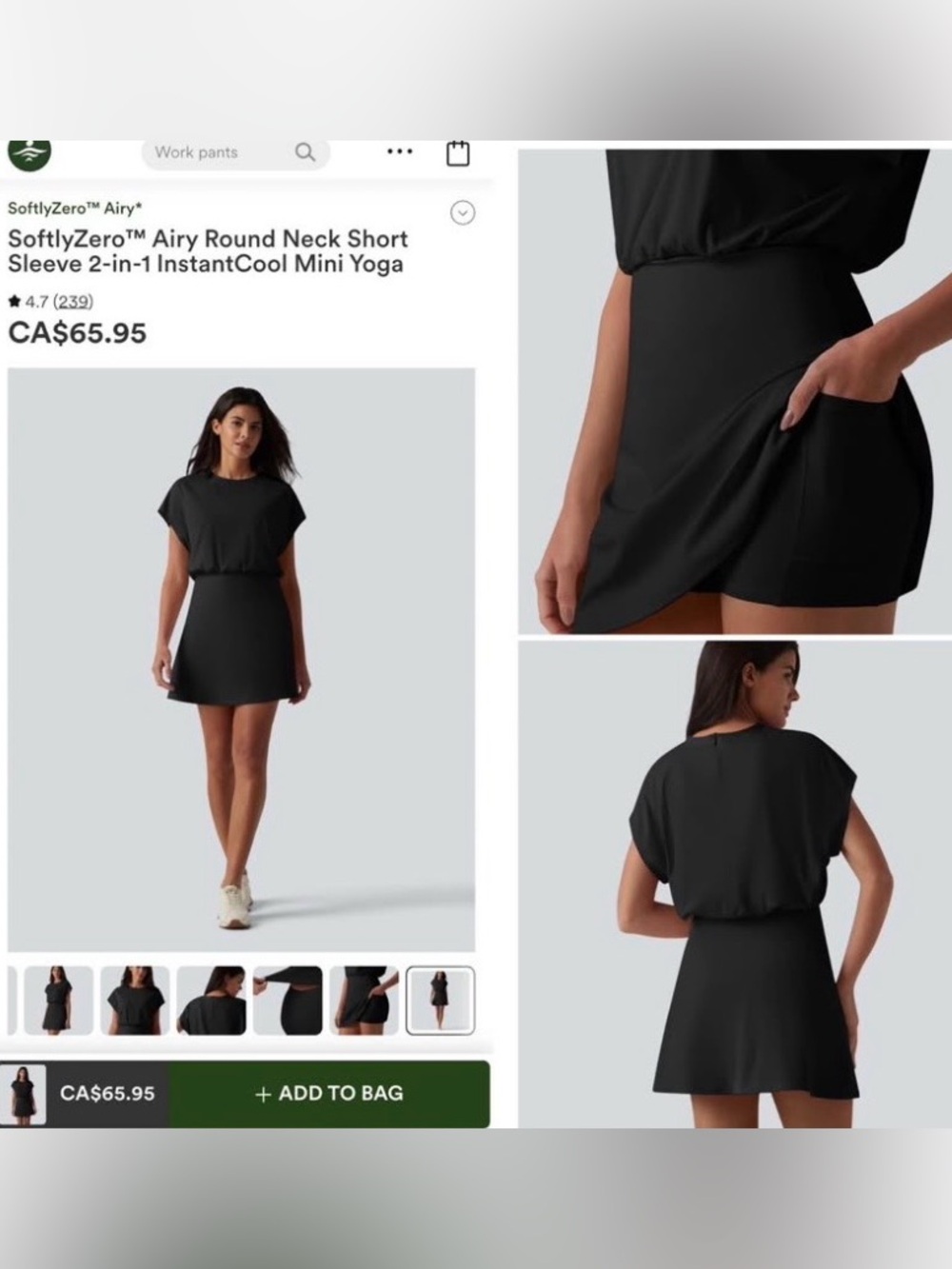 HALARA Black Airy Round-Neck Short Sleeve Mini Dress